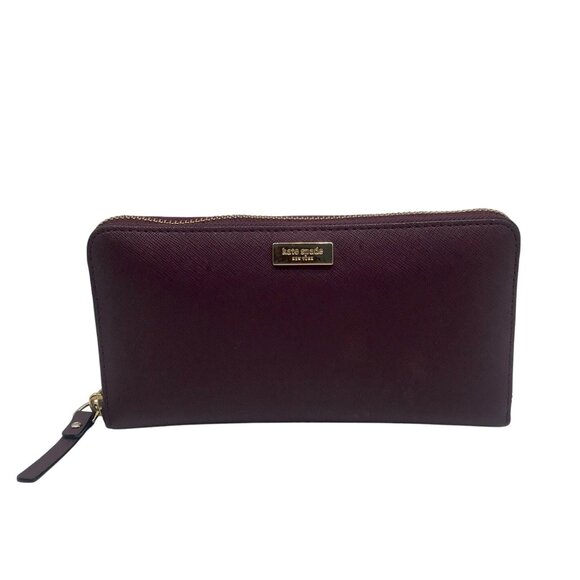 Kate Spade New York Plum Saffiano Leather Laurel Way Neda Wallet - Picture 1 of 11
